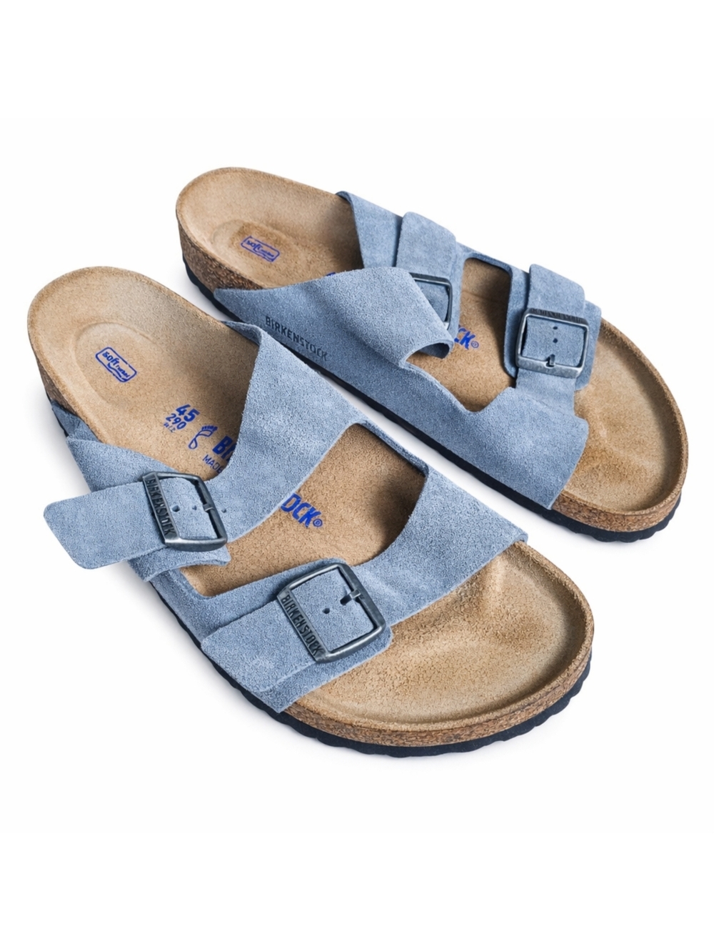 Birkenstock Arizona Blue Suede Sandals EU 45 / US 12 Soft Footbed